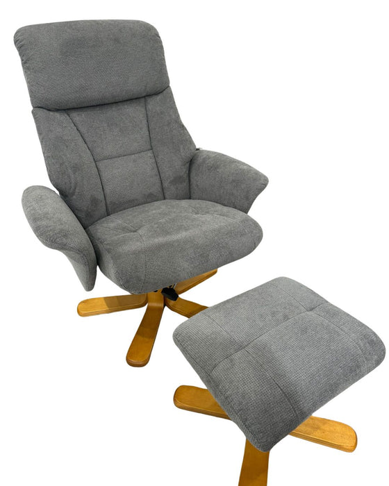 Grey Fabric Recliner Chair & Footstool