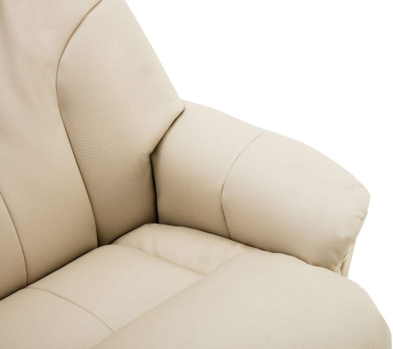 Beige Leather Recliner Chair & Footstool