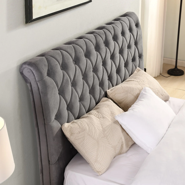 Carlow Bed & Mattress Double Set | Grey / Mink