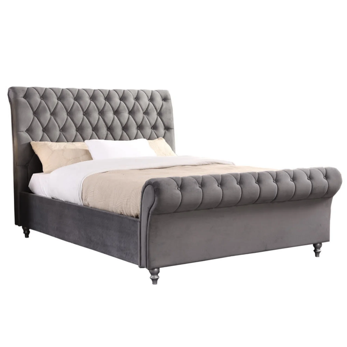 Carlow Bed & Mattress Double Set | Grey / Mink