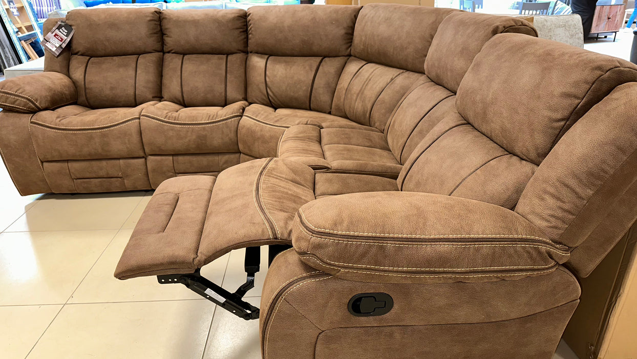 President Recliner Corner Group | Charcoal, Light Grey, Brown