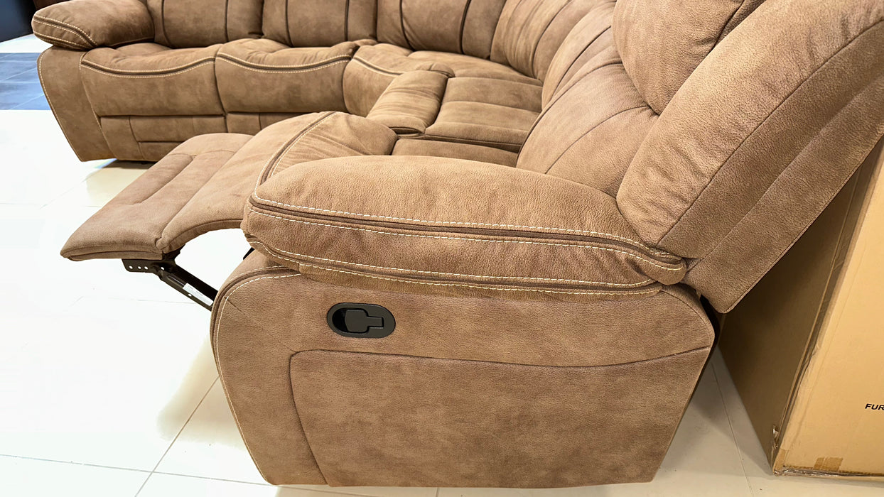 President Recliner Corner Group | Charcoal, Light Grey, Brown