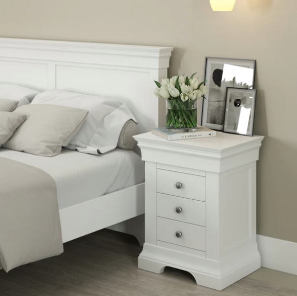 Province Bedside Table 3 Drawer | White