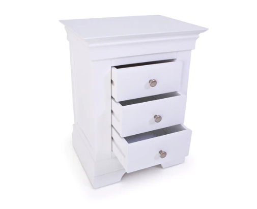 Province Bedside Table 3 Drawer | White