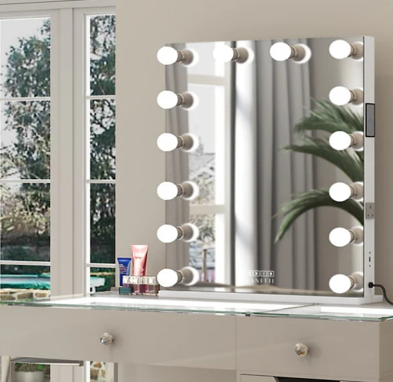 Scarlett Vanity Mirror Pro | Tabletop or Wall Mount with 14 LED Bulbs (PORTRAIT VERSION)