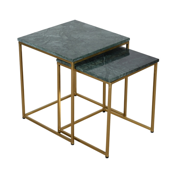 EmeraldGilded Marble Nesting Table Set