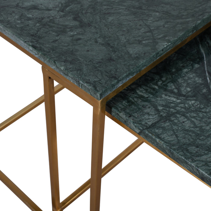 EmeraldGilded Marble Nesting Table Set