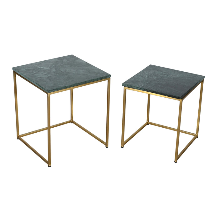 EmeraldGilded Marble Nesting Table Set