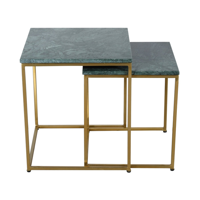 EmeraldGilded Marble Nesting Table Set