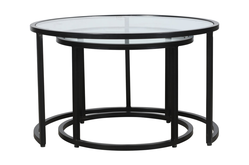 Luminova Clear Glass and Black Coffee Table | Set of 2