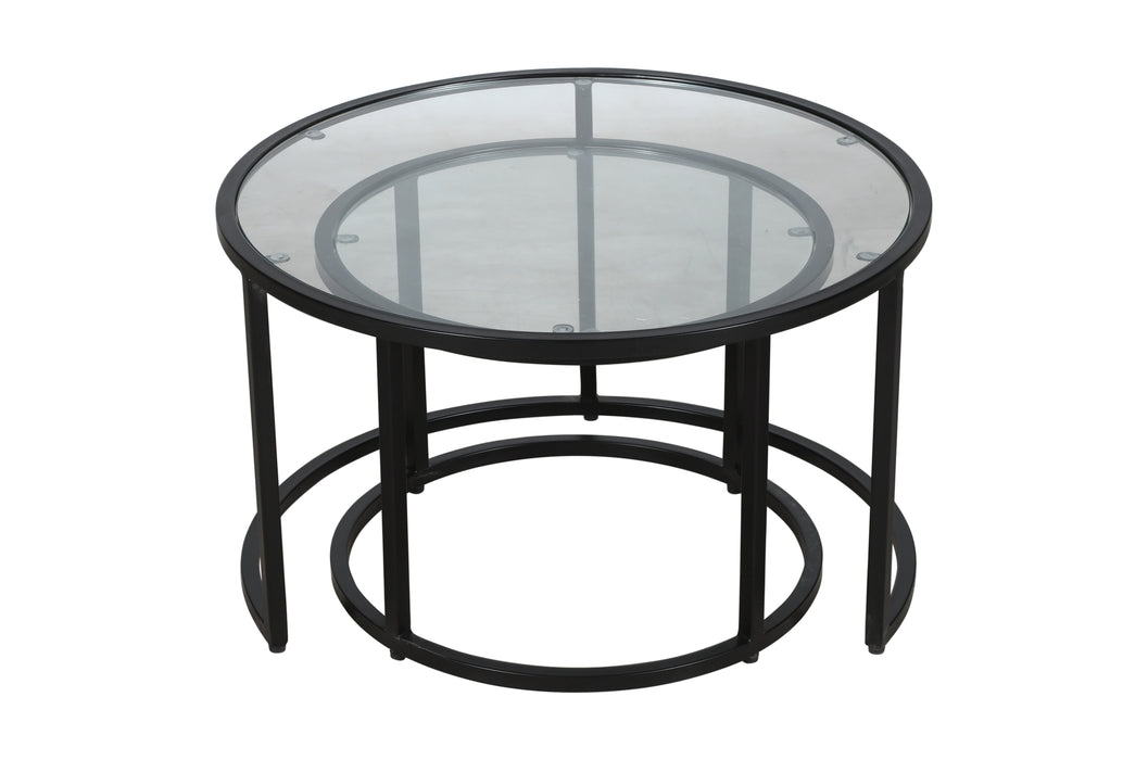 Luminova Clear Glass and Black Coffee Table | Set of 2