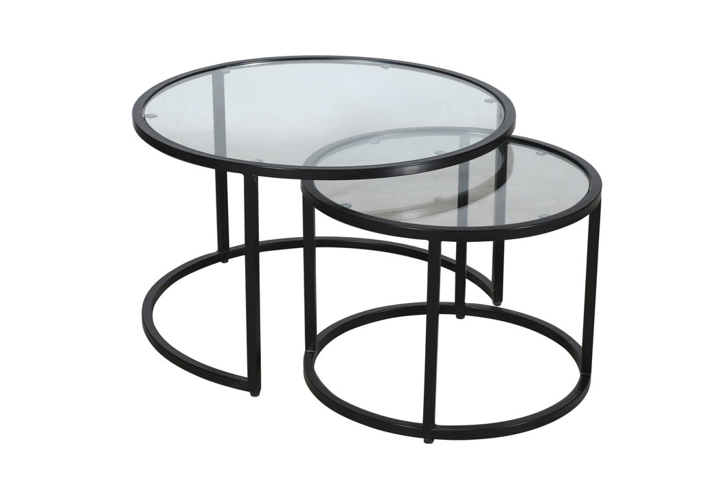 Luminova Clear Glass and Black Coffee Table | Set of 2