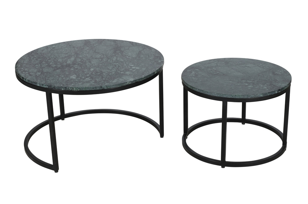 Celtic Noir Round Green Nest Tables