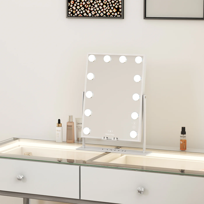 Hattie Hollywood Slim Vanity Mirror with Wireless Charging & LED Lighting