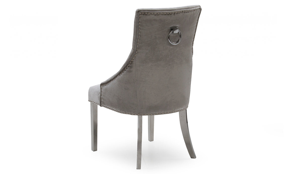 Belinda Knockerback Dining Chair | Pewter Velvet