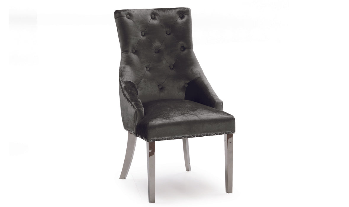 Belinda Knockerback Dining Chair | Charcoal Velvet