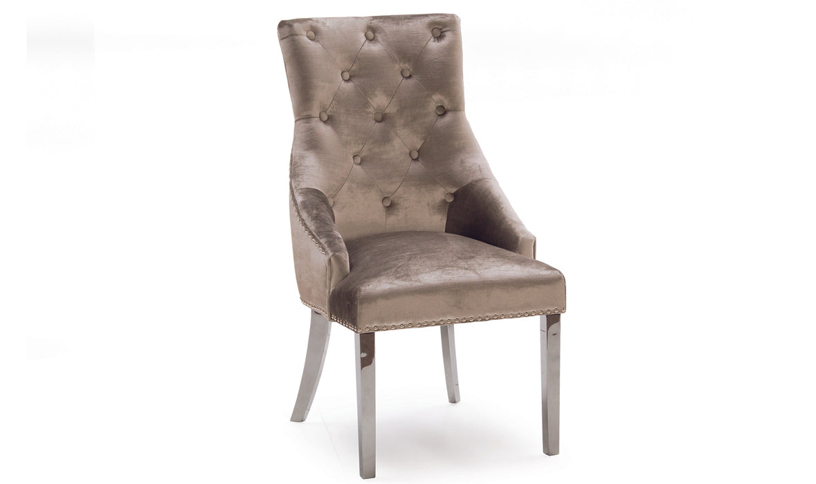 Belinda Knockerback Dining Chair | Champagne Velvet