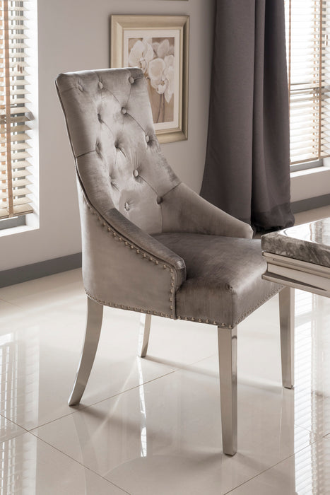 Belinda Knockerback Dining Chair | Pewter Velvet