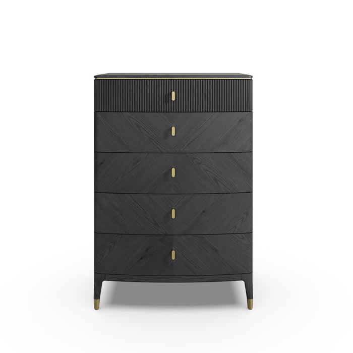 Isabella Tall Chest 5 Drawer | Ebony