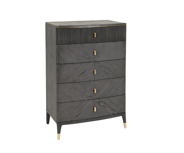 Isabella Tall Chest 5 Drawer | Ebony