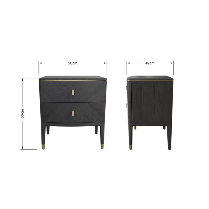 Isabella Bedside Table 2 Drawer | Ebony